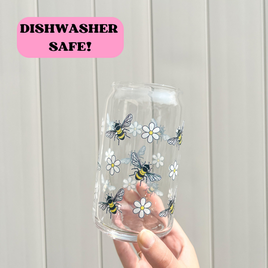 16 oz Bee Glass Cup