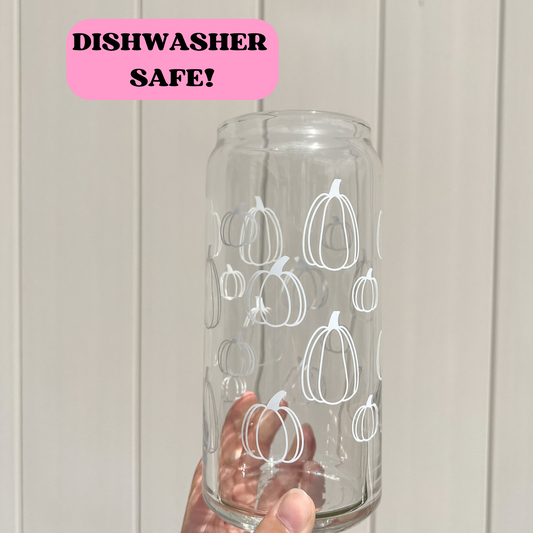 20 oz White Pumpkin Glass Cup