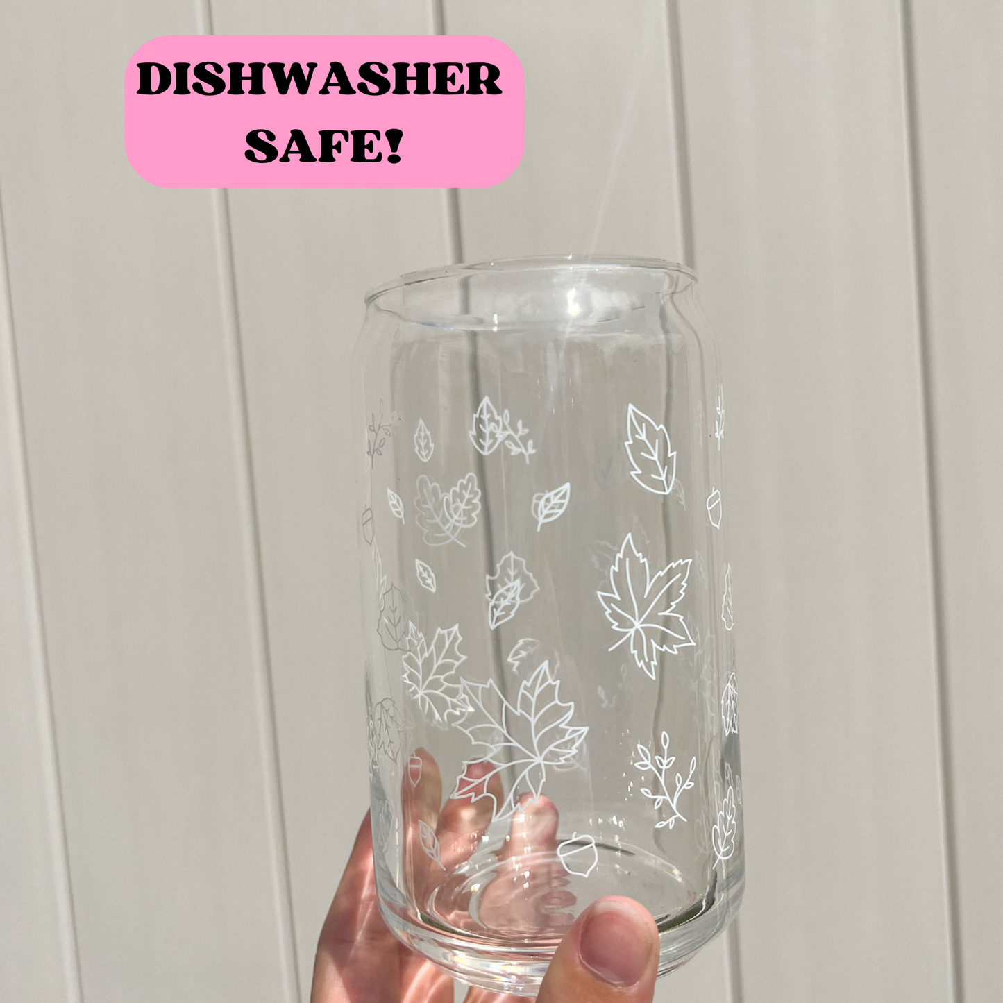 16 oz Fall Leaves Glass Cup