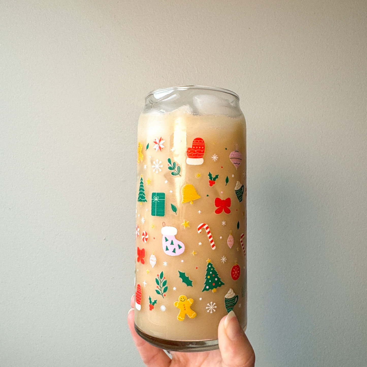 20 oz Holiday Doodles Glass Cup