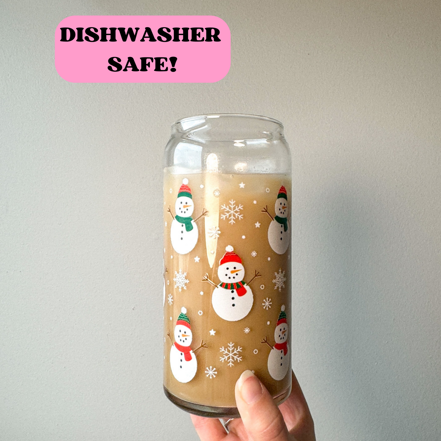 20 oz Snowman Glass Cup