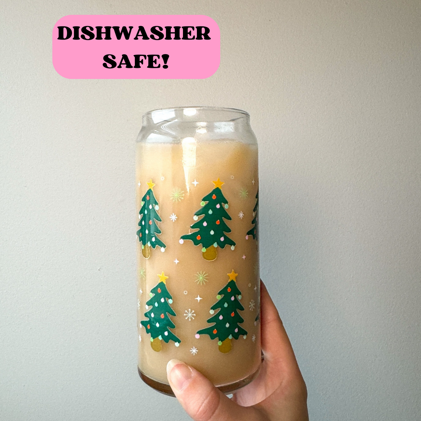 20 oz Christmas Trees Glass Cup