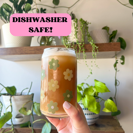 16 oz Wildflower Daisy Glass Cup