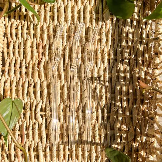 Clear Squiggly Reusable Glass Drinking Straw